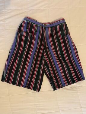 Vintage Vertical Stripe High Waisted Shorts